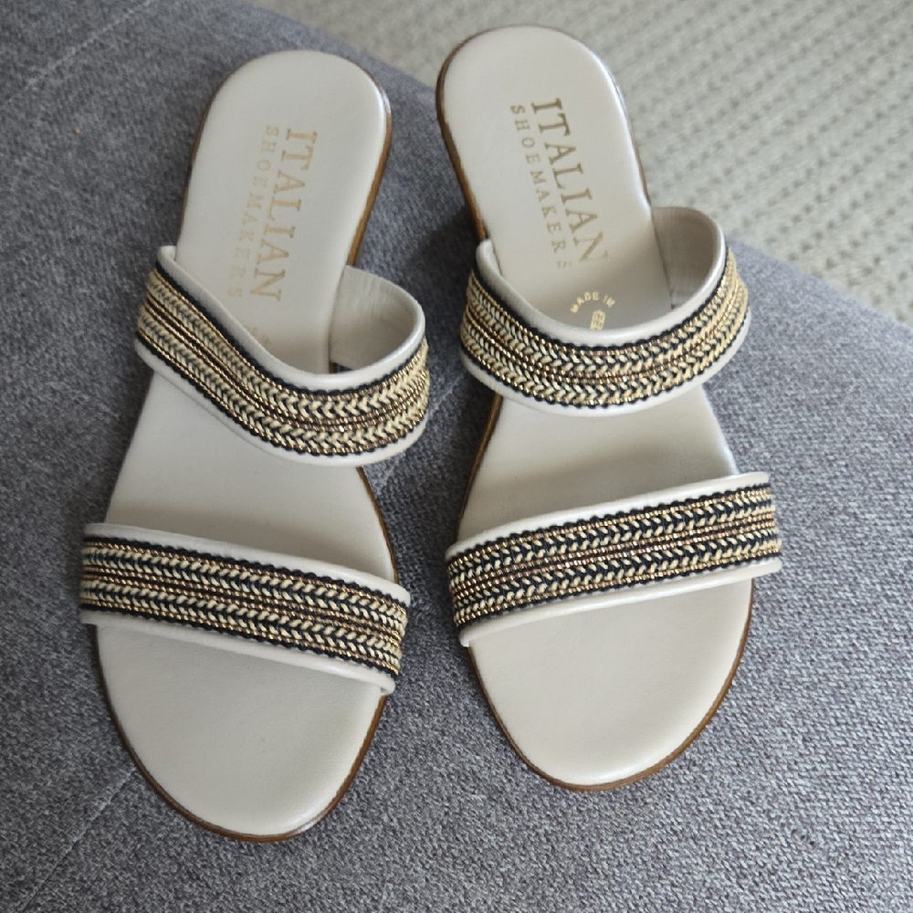 Italian Shoemakers Women's Sandals in Cream and Gold